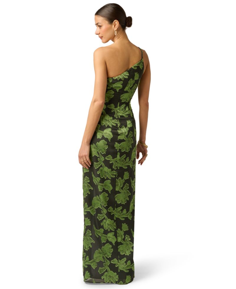 Women's Printed Burnout One-Shoulder Dress