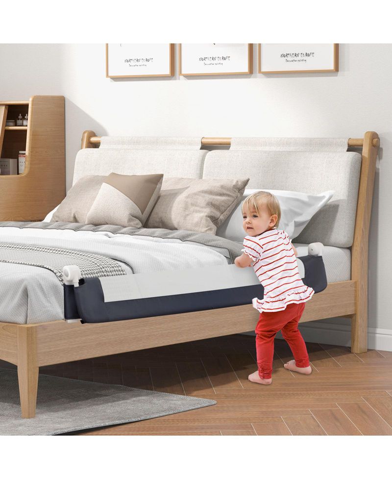 Baby Bed Rail Guard with Adjustable Strap and Fold-Down Design for Easy Access