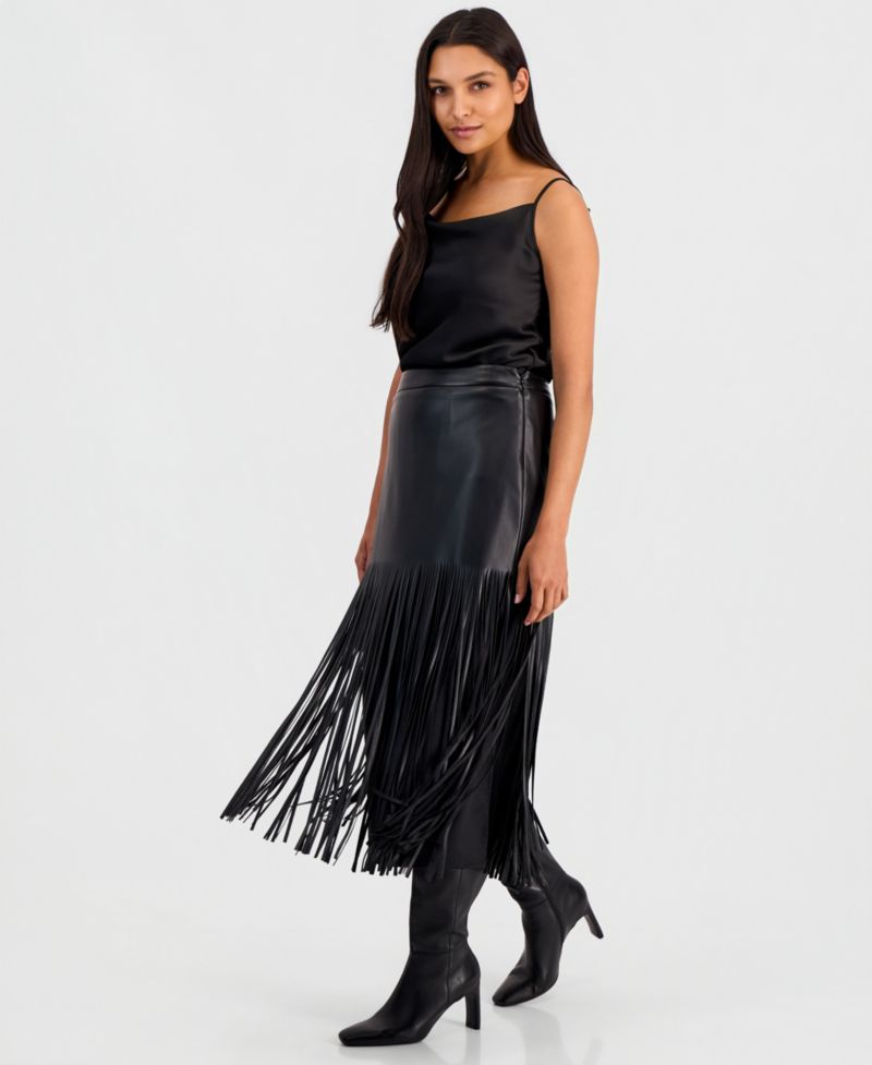 Women's Kaia High-Waisted Polyester Fringe Skirt