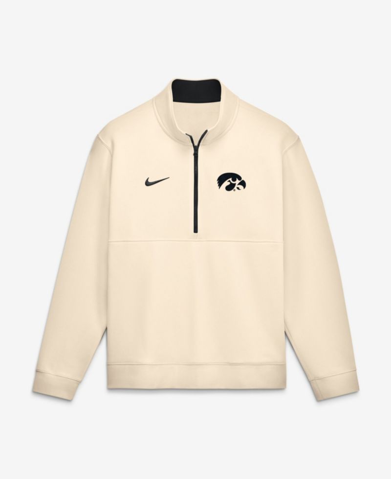 Men's Cream Iowa Hawkeyes Primetime Club Fleece Half-Zip Pullover Sweatshirt