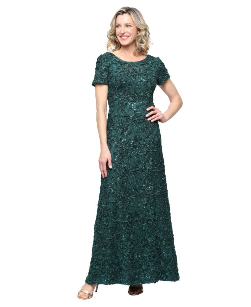 Plus Size Soutache Sequin A-Line Dress