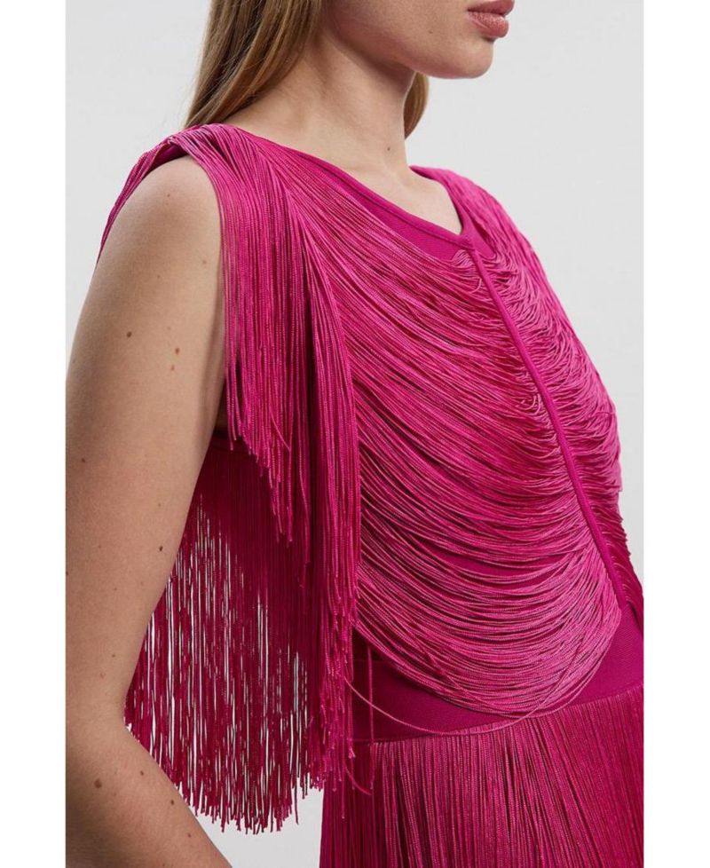 Women's Maxi Draped Fringe Knitted Mini Dress