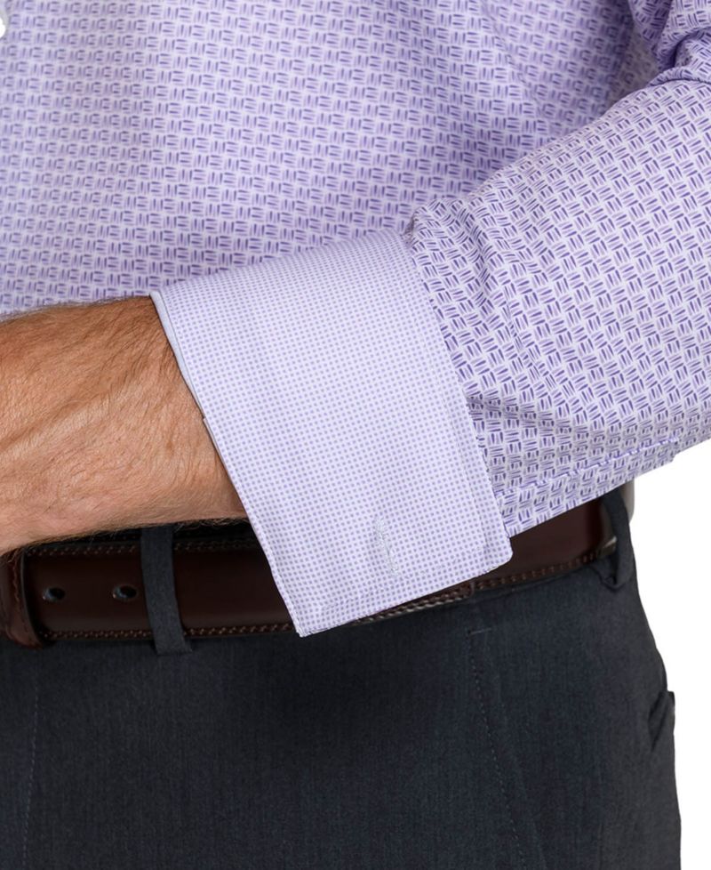 Men's Slim Fit 4-Way Stretch Print Dress Shirt