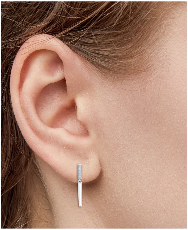 Diamond Bar Drop Earrings (1/10 ct. t.w.) in Sterling Silver
