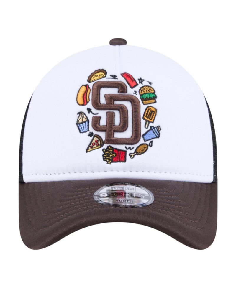 Big Boys and Girls White/Brown San Diego Padres Food A-Frame 9FORTY Trucker Adjustable Hat
