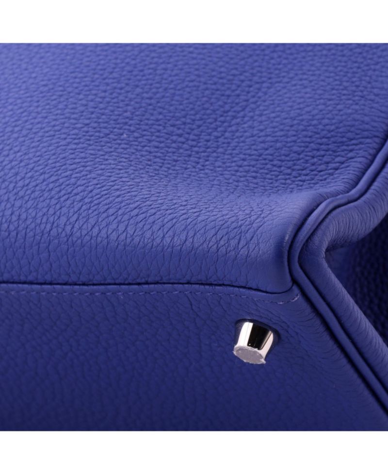 Pre-Owned Hermes Kelly 28 Handbag Blue Togo with Palladium Hardware