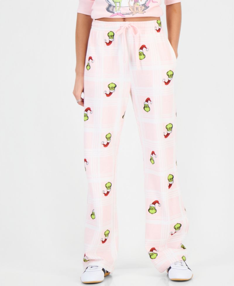 Juniors' Grinch Xmas High-Rise Wide-Leg Pants
