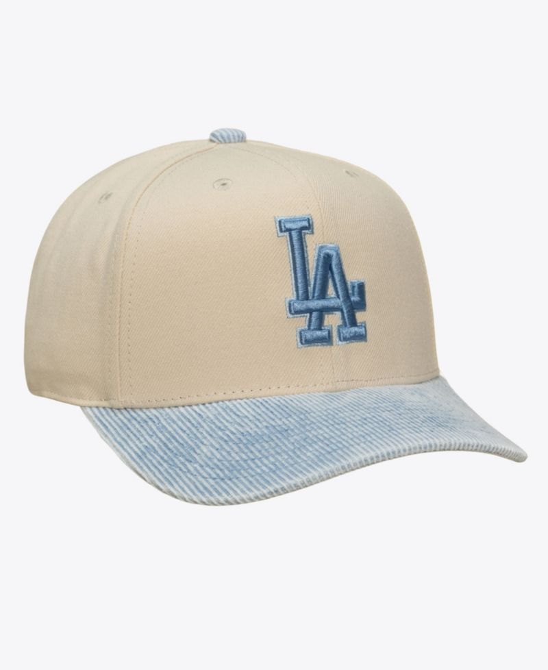 Men's Cream/Light Blue Los Angeles Dodgers Washed Corduroy Pro Crown Snapback Hat