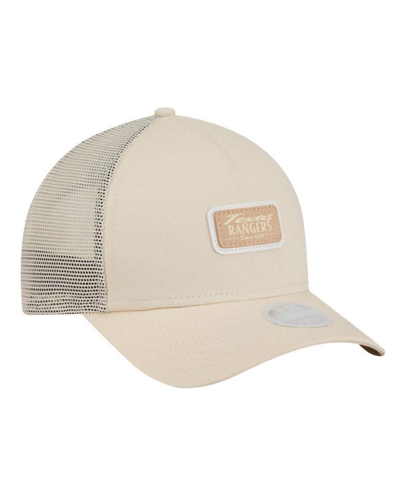 Women's Light Beige Texas Rangers Tonal Patch 9FORTY M-Crown A-Frame Trucker Adjustable Hat