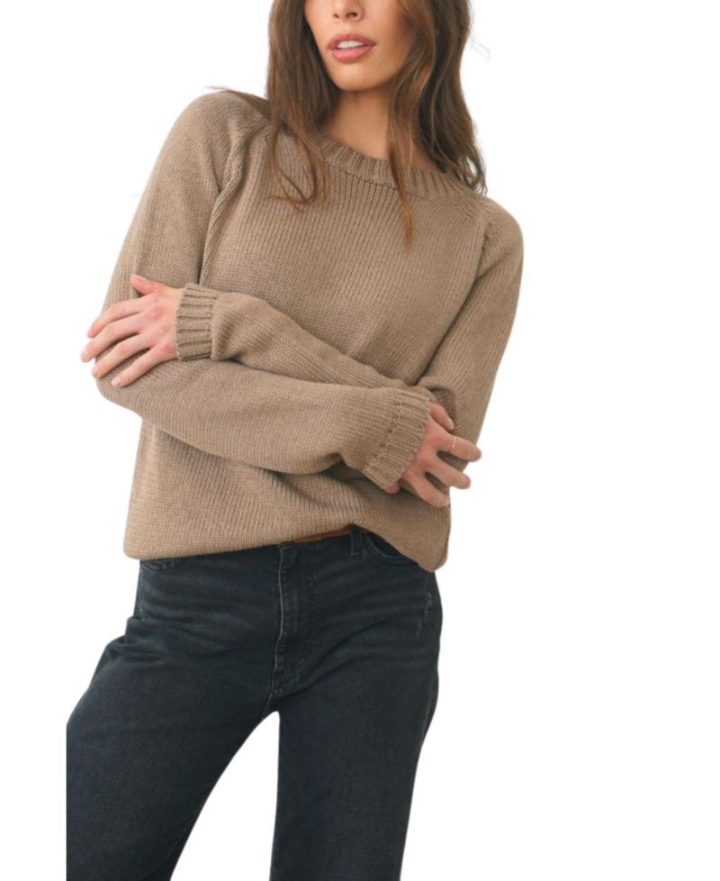 Women's Cotton Sloane Crewneck Pullover Sweater in Mocha