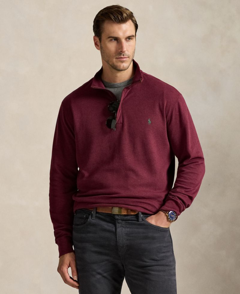 Men's Big & Tall Luxury Jersey Quarter-Zip Pullover