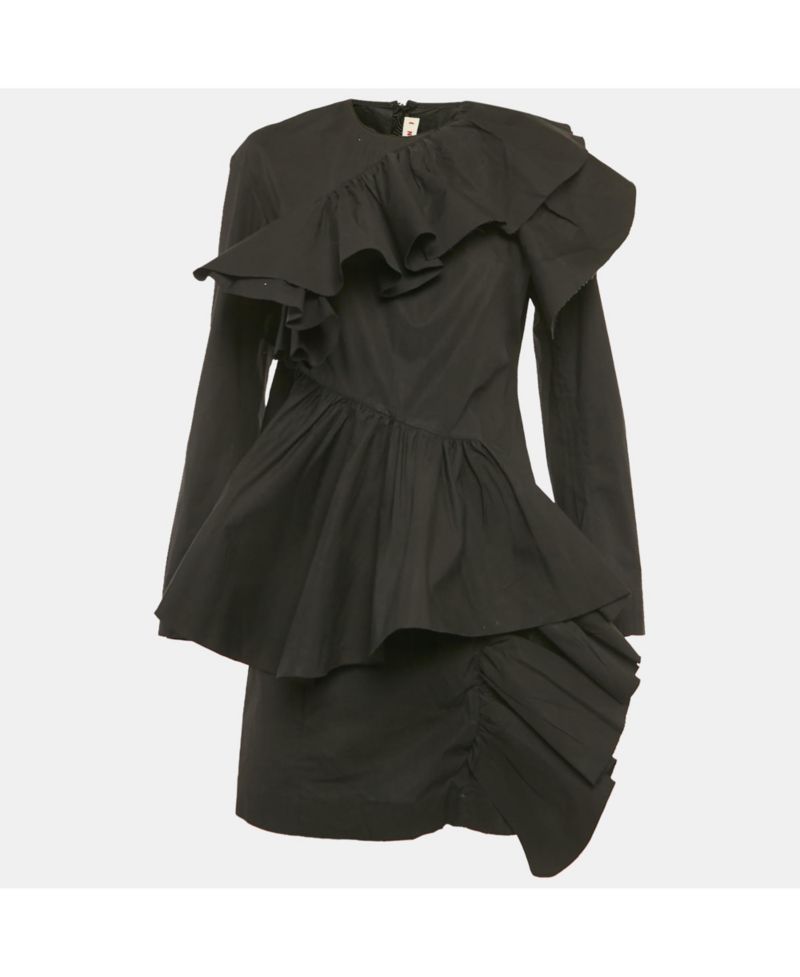 Women's Poplin Ruffled Mini Dress