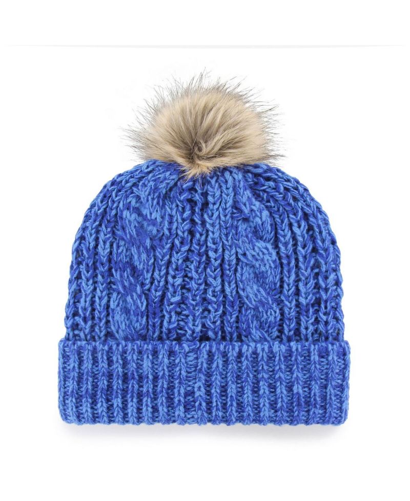 Women's Blue Vancouver Canucks Logo Meeko Cuffed Knit Hat with Pom