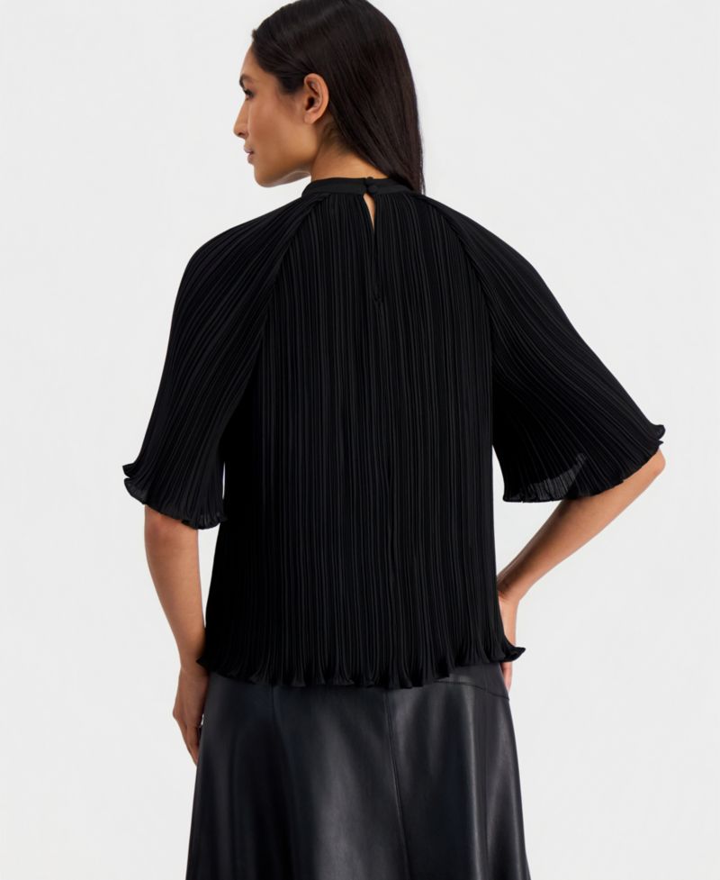 Women's Elbow-Sleeve Pleated Blouse