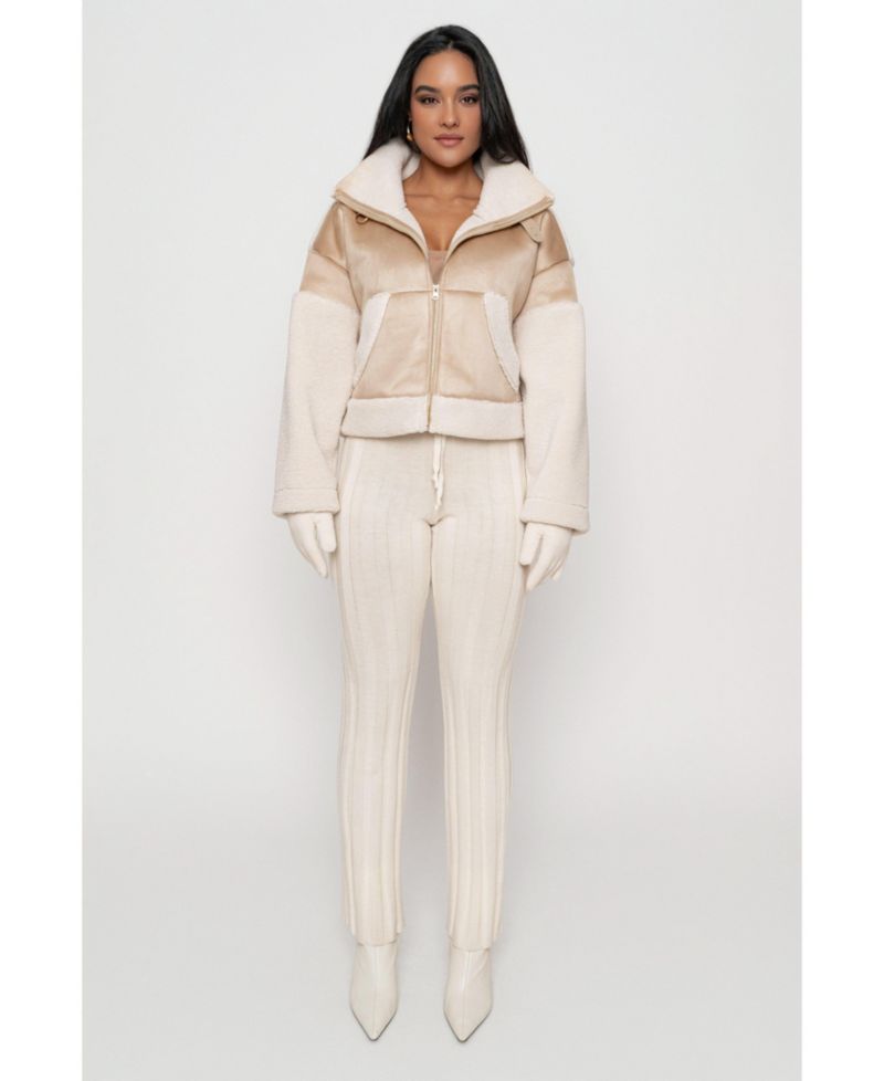 Women's Suede And Sherpa Jacket
