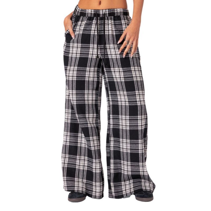 Women's Lounge Around plaid wide leg pants