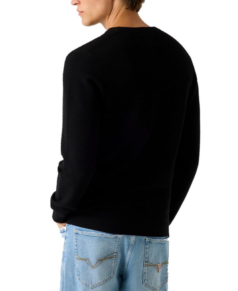 Men's Waffle Stitch Long-Sleeve Regular-Fit Sweater