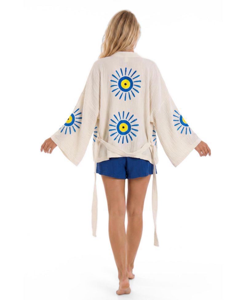Women's Elia Printed Long-Sleeve V-Neck Robe and Shorts, 2-Piece Set