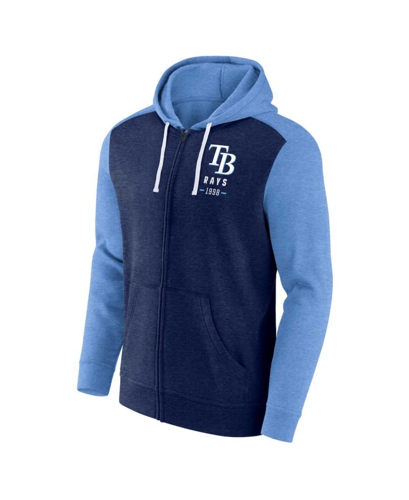 Men's Heathered Navy, Heathered Light Blue Tampa Bay Rays Blown Away Full-Zip Hoodie