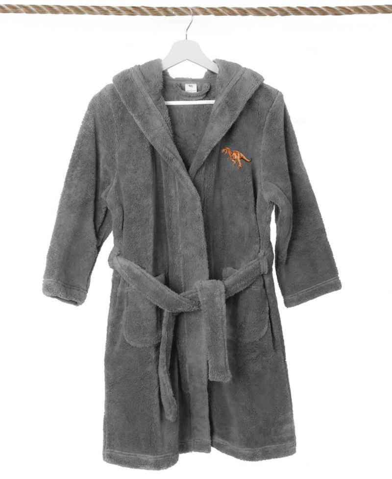 Kids Dino Super Plush Double Brushed Hooded Bathrobe