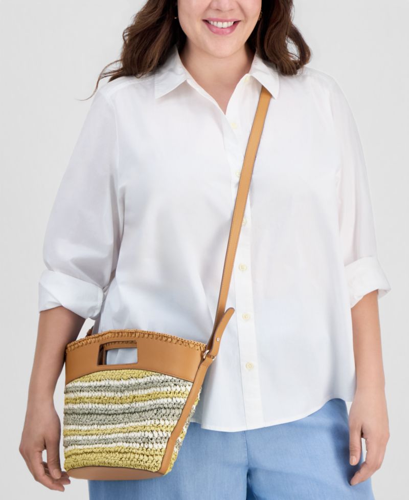 Straw Curve Top Clutch Bag