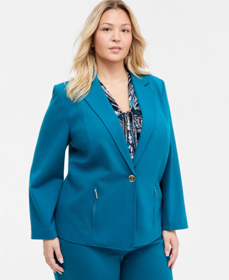 Plus Size Notch-Collar Single-Button Blazer