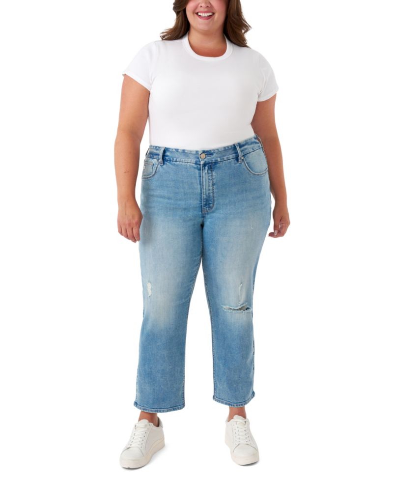 Plus Size Tummyless Ankle Straight Jeans