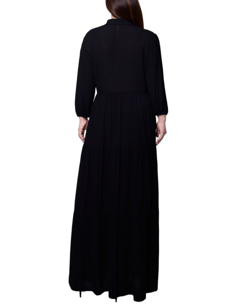 Petite 3/4 Sleeve Crinkle Tiered Maxi Dress
