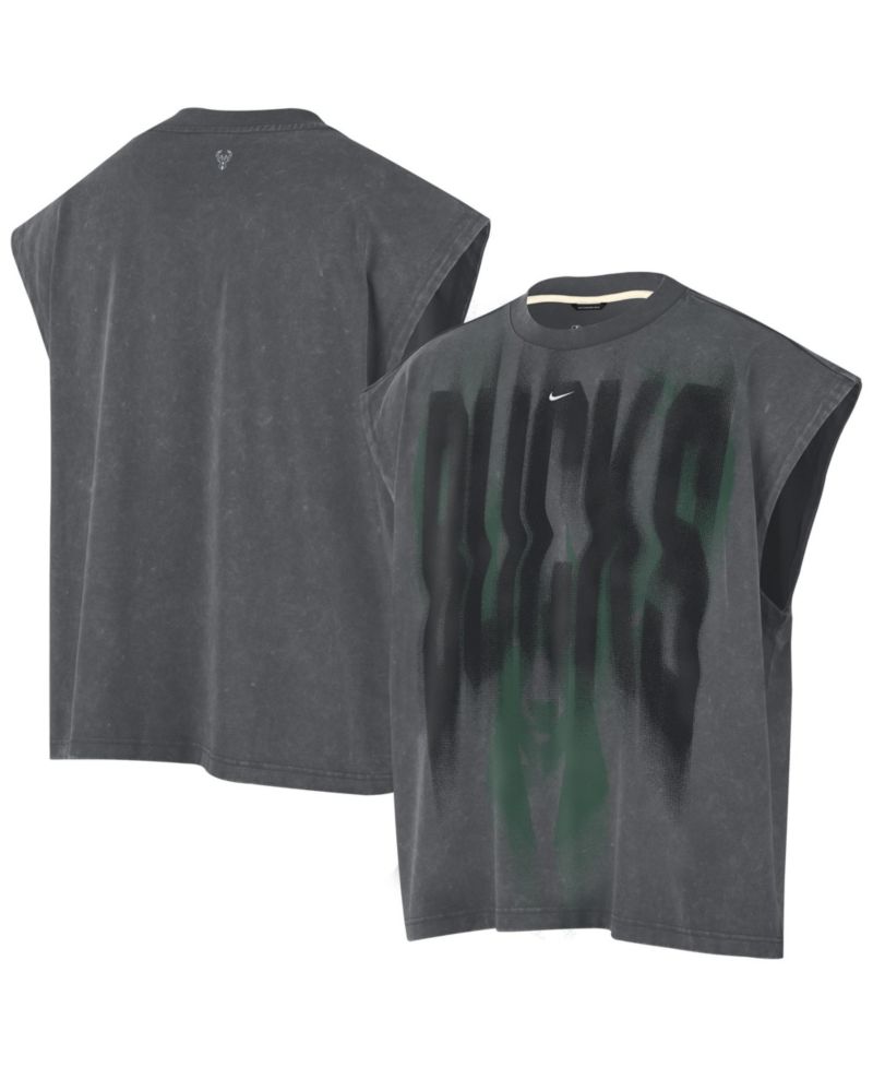 Men's Charcoal Milwaukee Bucks 2026 Standard Issue Pre-Game Sleeveless Top
