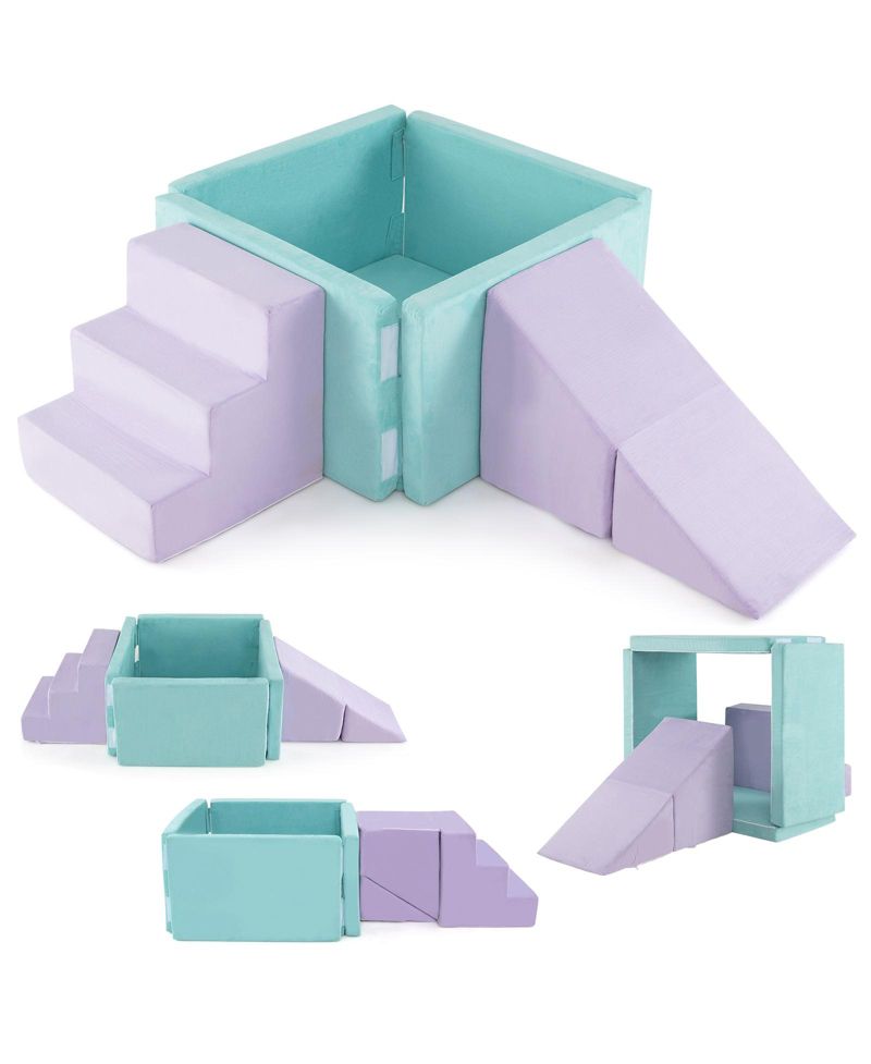 Kids 3-in-1 Soft Climbing Blocks Play Set with Foam and Suede Fabric
