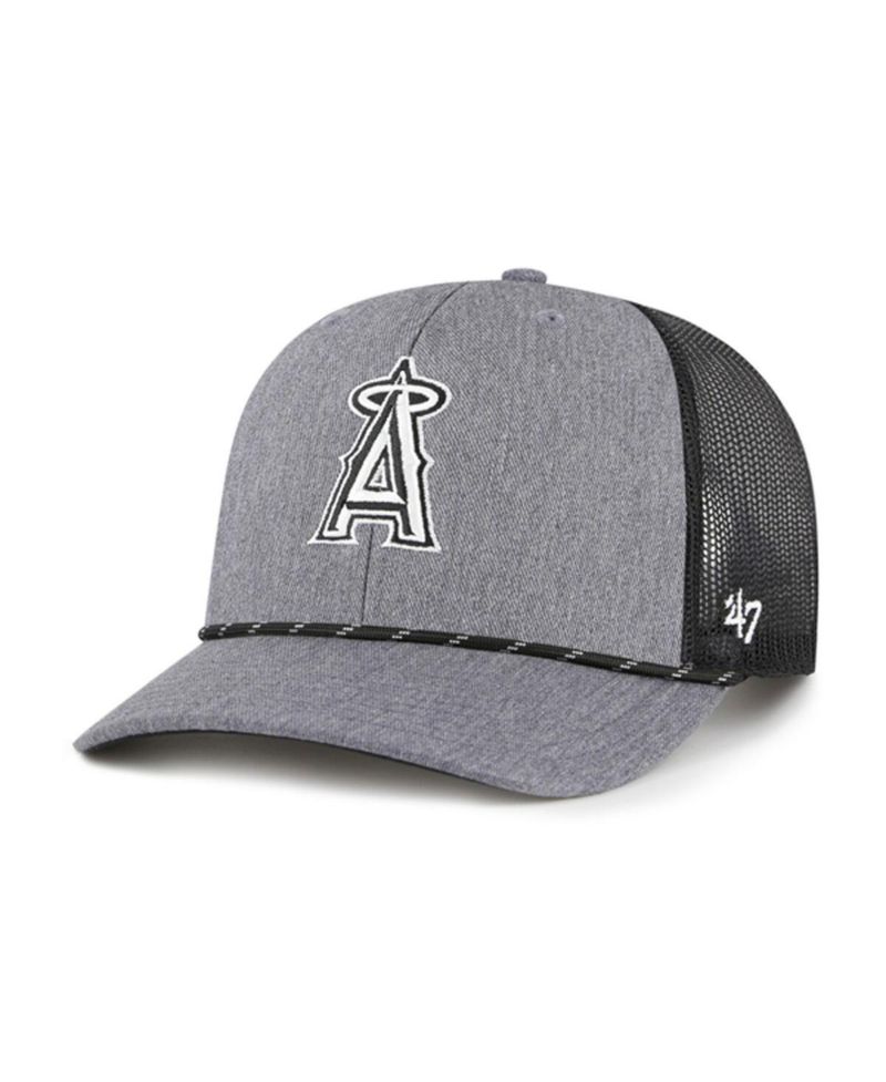 Men's Charcoal Los Angeles Angels Carbon Rope Trucker Adjustable Hat