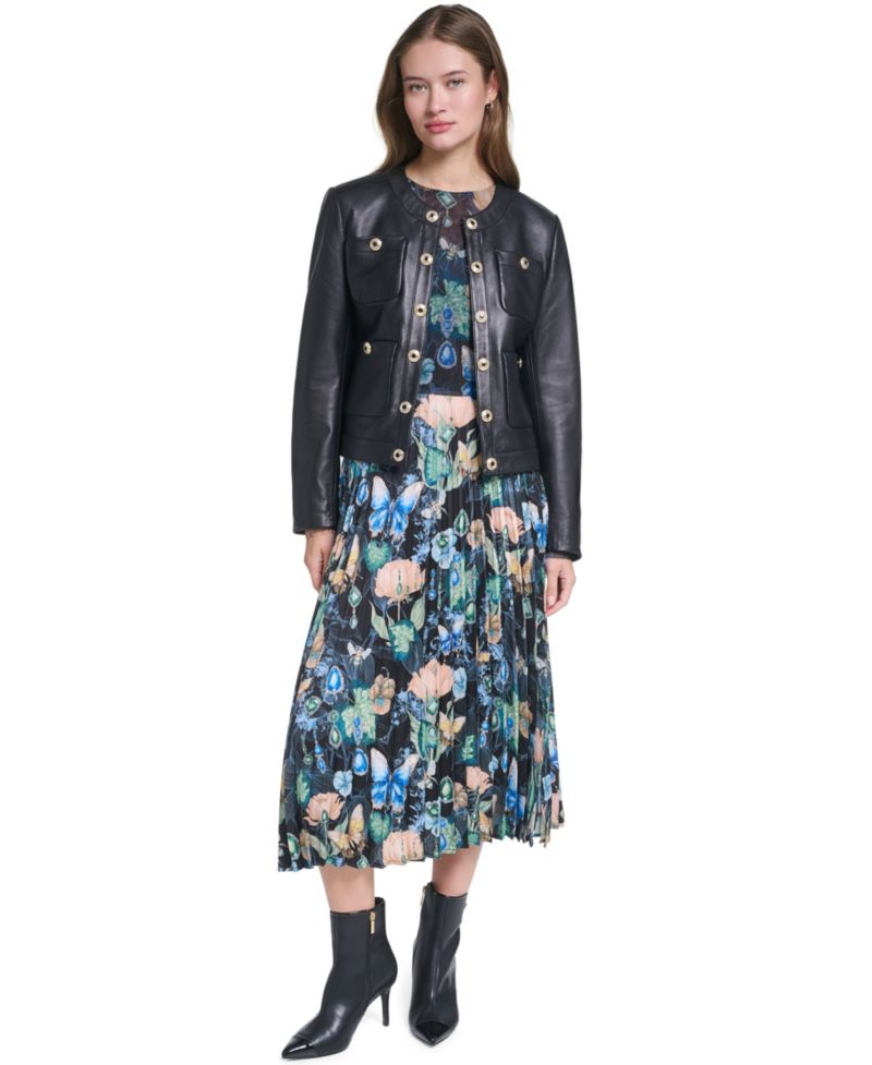 Women's Leather Button-Front Jacket