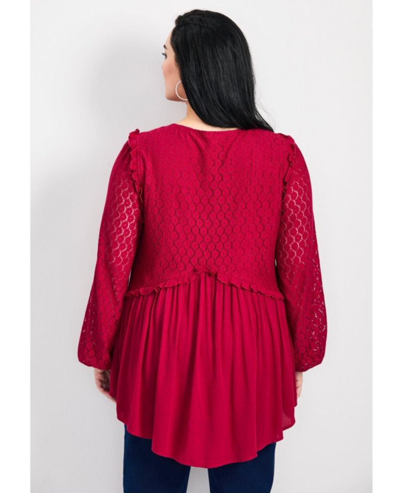 Women's Plus Size Haven Lace Yoke Top