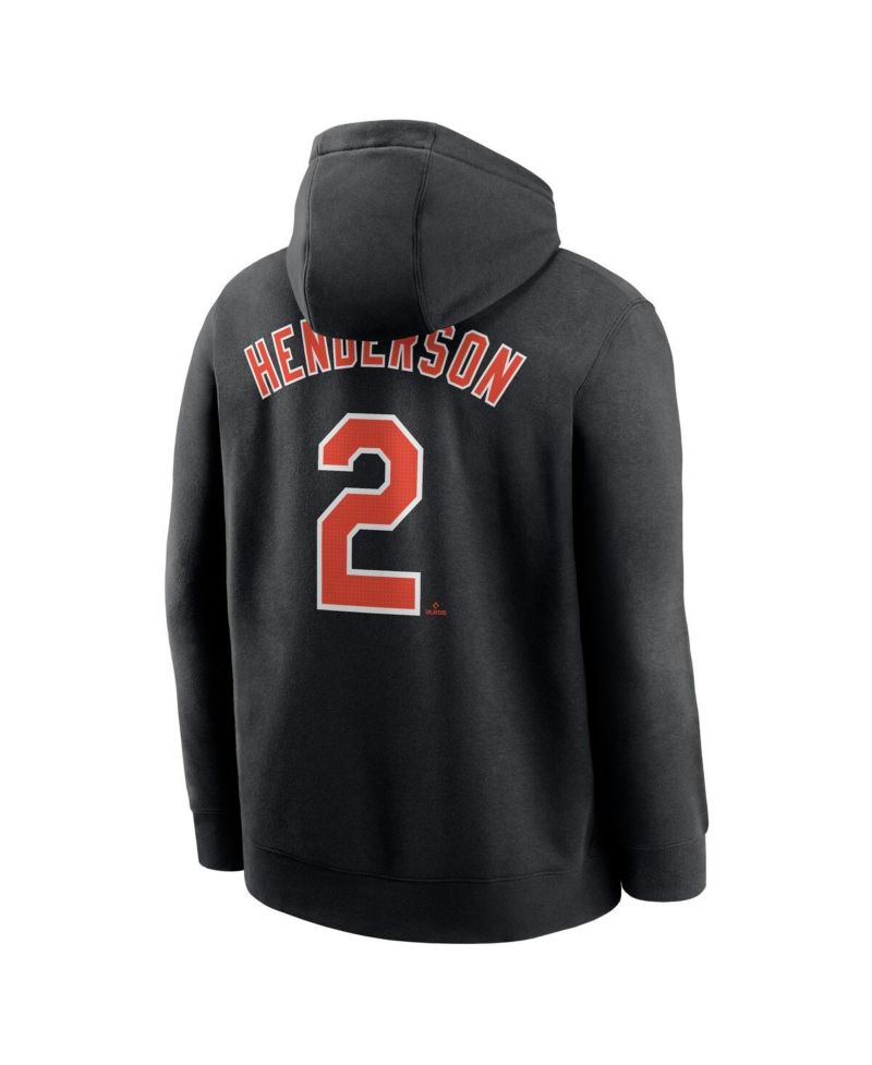 Men's Gunnar Henderson Black Baltimore Orioles Player Name & Number Club Fleece Pullover Hoodie