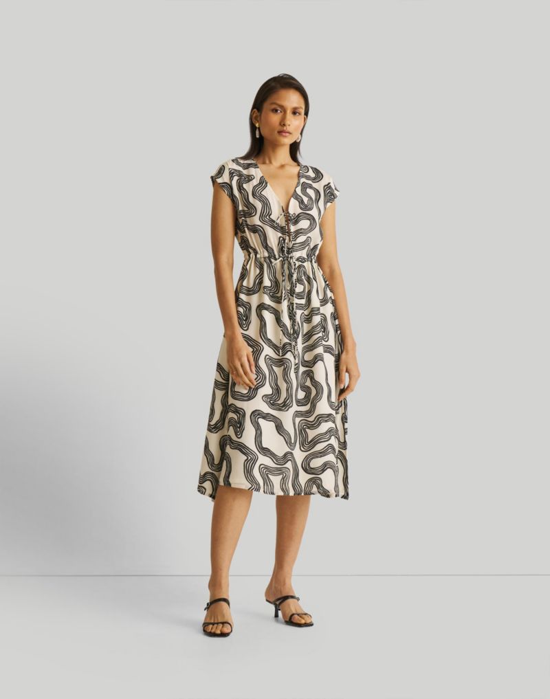 Women's Deep V-neck Gathered Dress