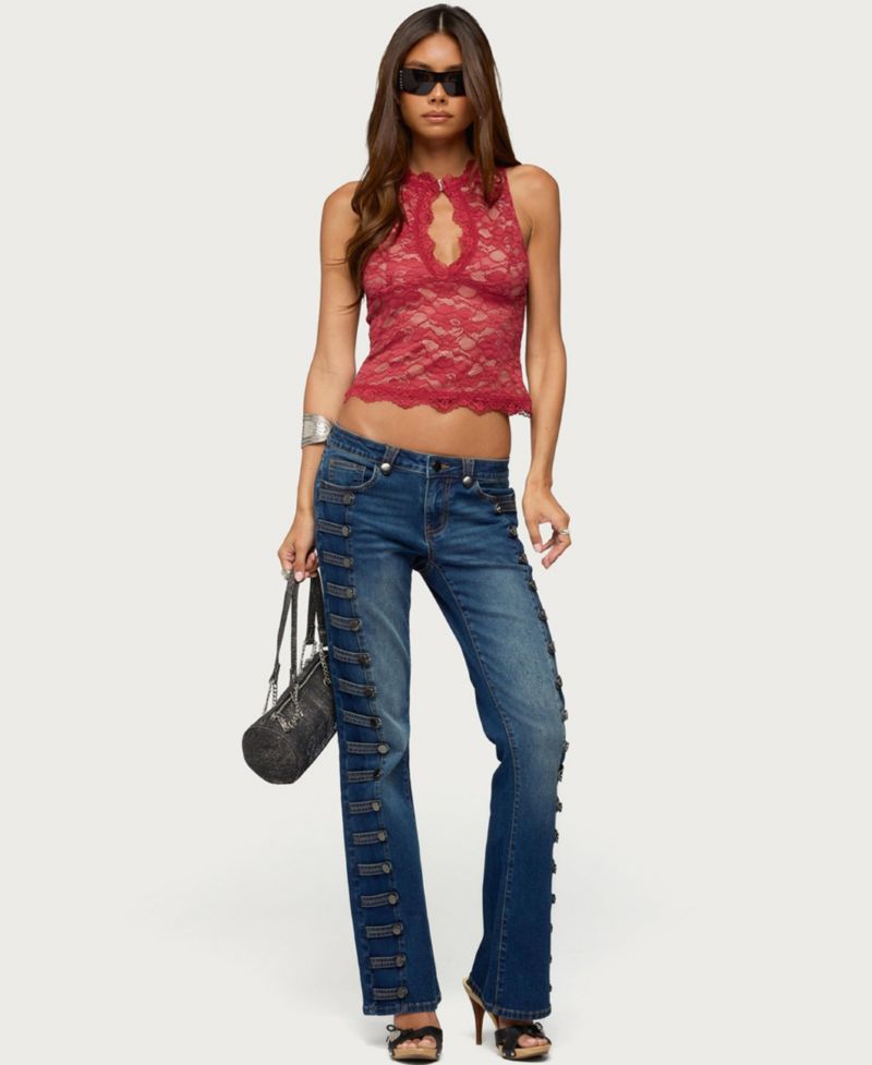 Women's Button Loop Low-Rise Bootcut Jeans, 32" Inseam