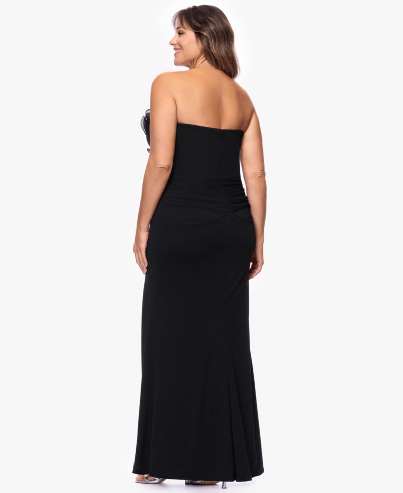 Plus Strapless Long Gown