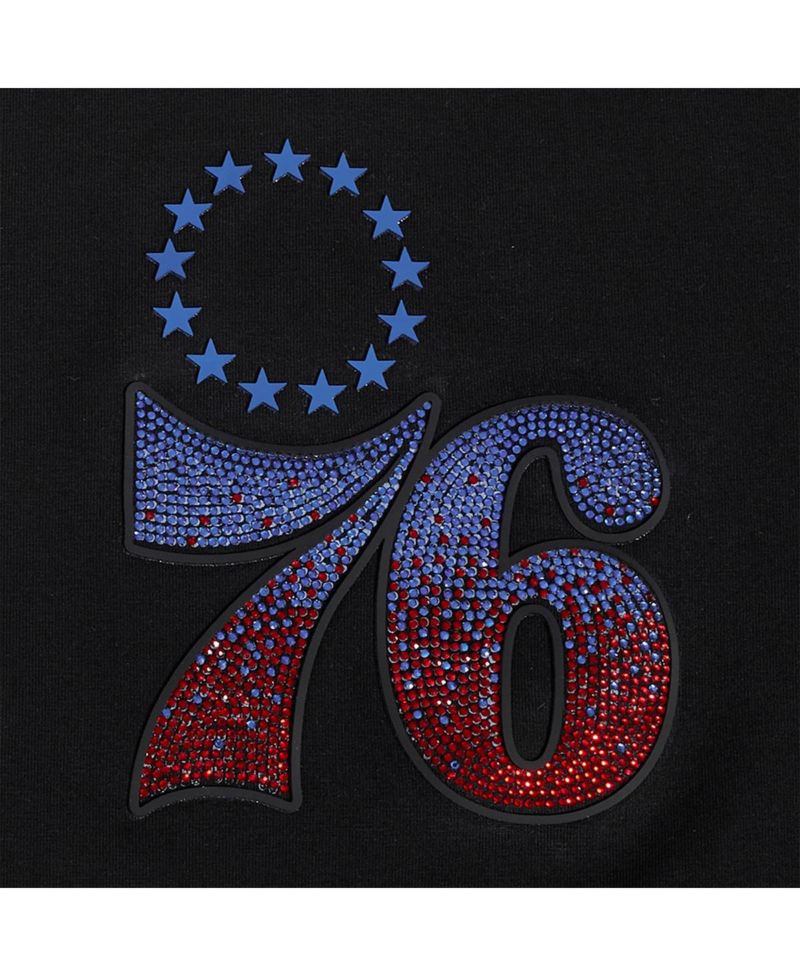 Women's Black Philadelphia 76ers Jewels Boxy Cropped T-Shirt