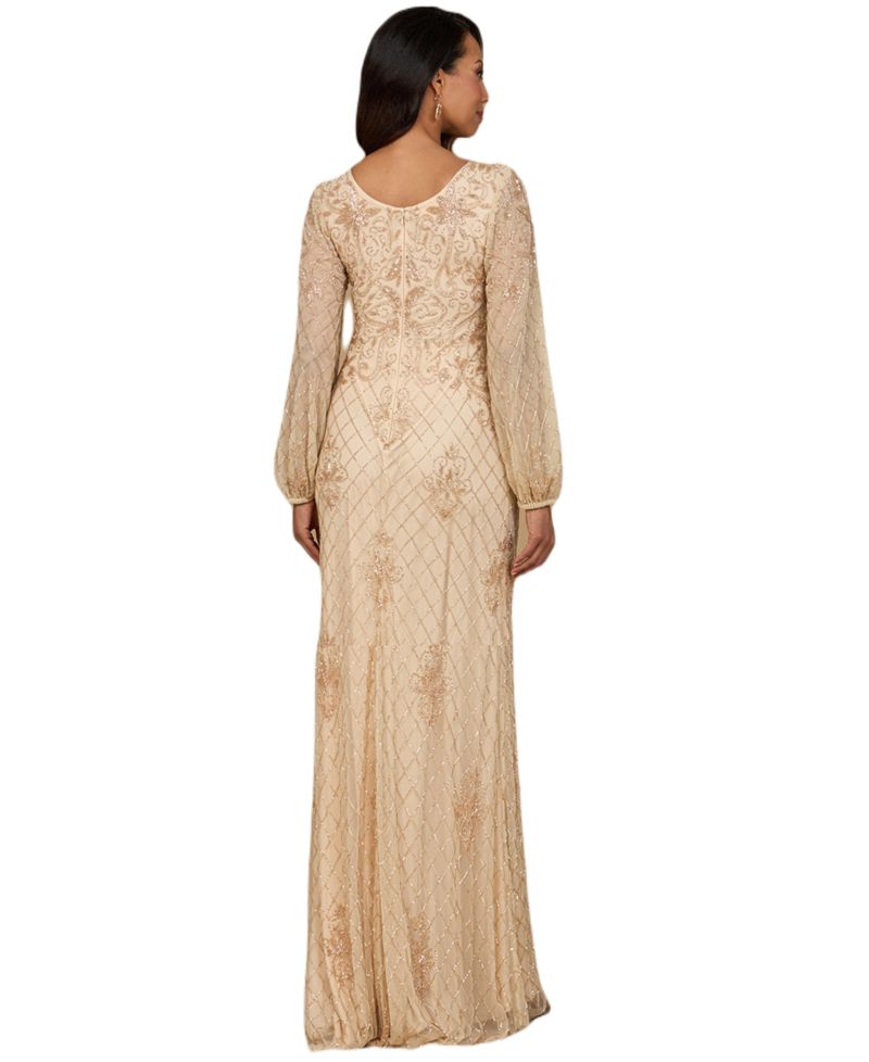 Women's Long Sleeve Beaded Gown
