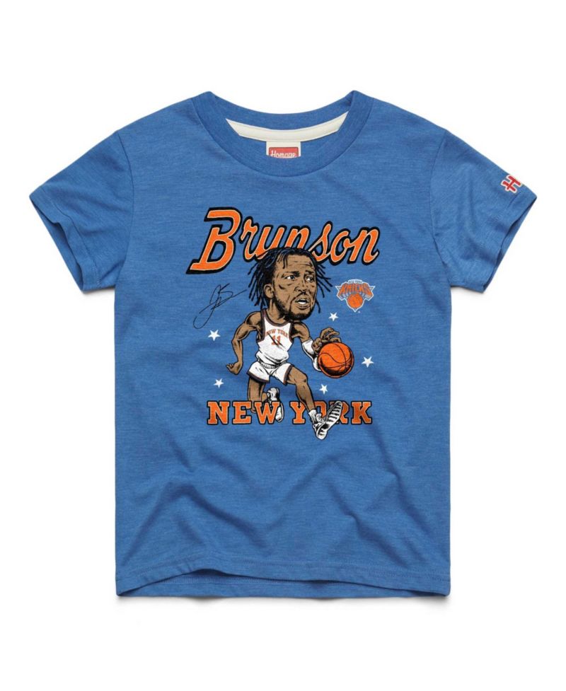 Big Boys and Girls Jalen Brunson Blue New York Knicks Caricature Tri-Blend T-Shirt