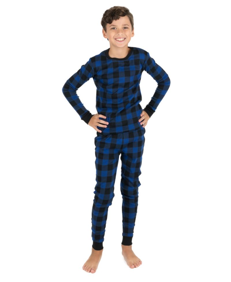 Kids Two Piece Cotton Plaid Holiday Pajamas