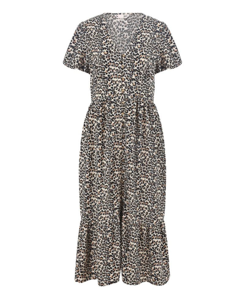 Women's Pleated Button Through Midi Dress