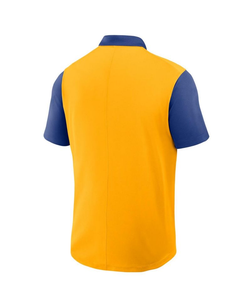 Men's Gold/Royal Seattle Mariners Cooperstown Collection Color-Block Victory Performance Polo Shirt