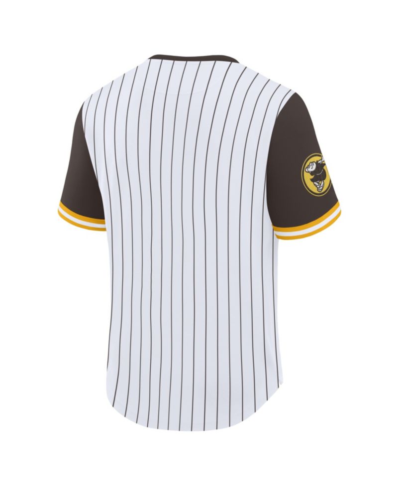 Men's White/Brown San Diego Padres Pinstripe Walk Off T-Shirt