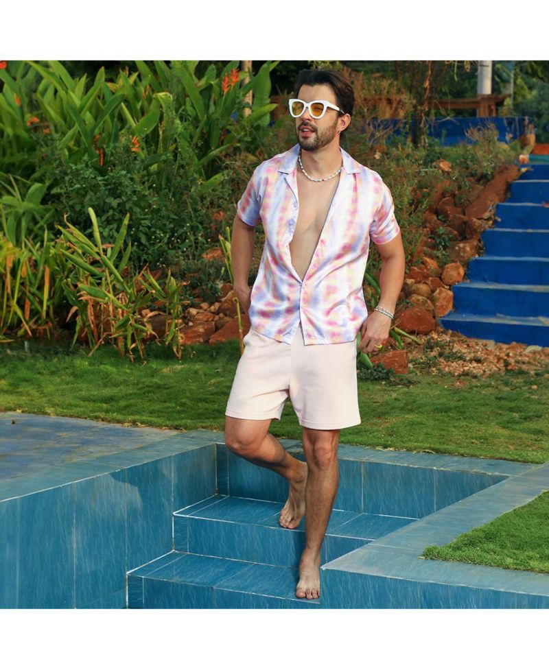 Men's Lavender & Pale Orange Relaxed Ombre Shirt