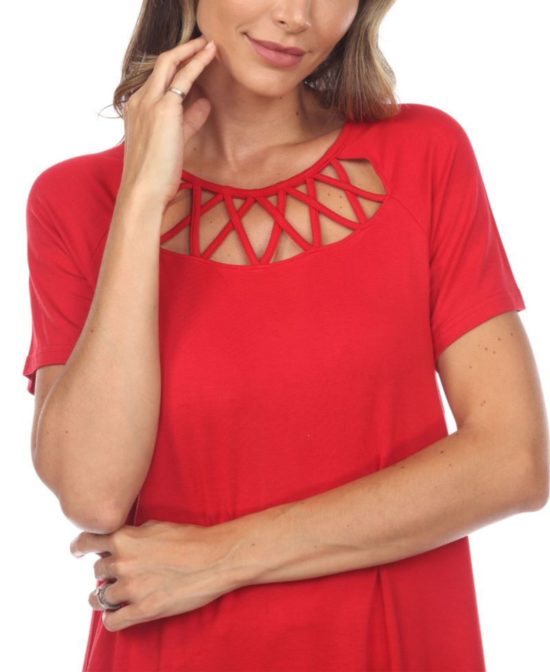 Plus Size Crisscross Cutout Short Sleeve Top