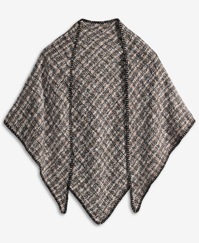 Women's Chenille Space-Dye Triangle Black Wrap Scarf