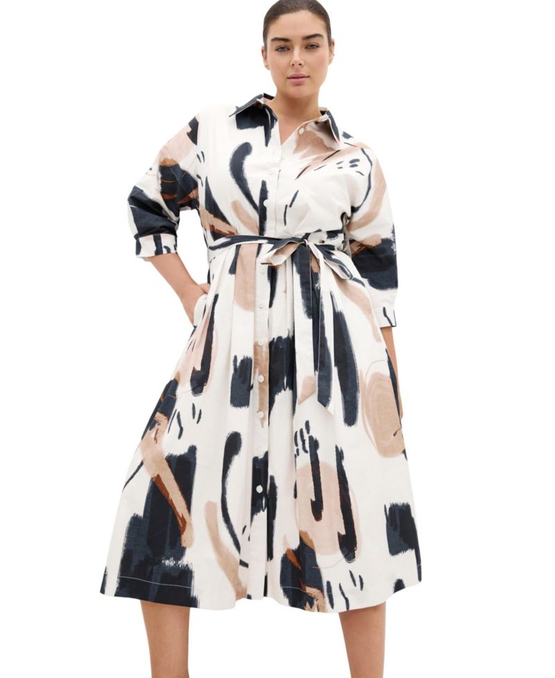 Women's Plus Size Exhibit Print Shirt Dress