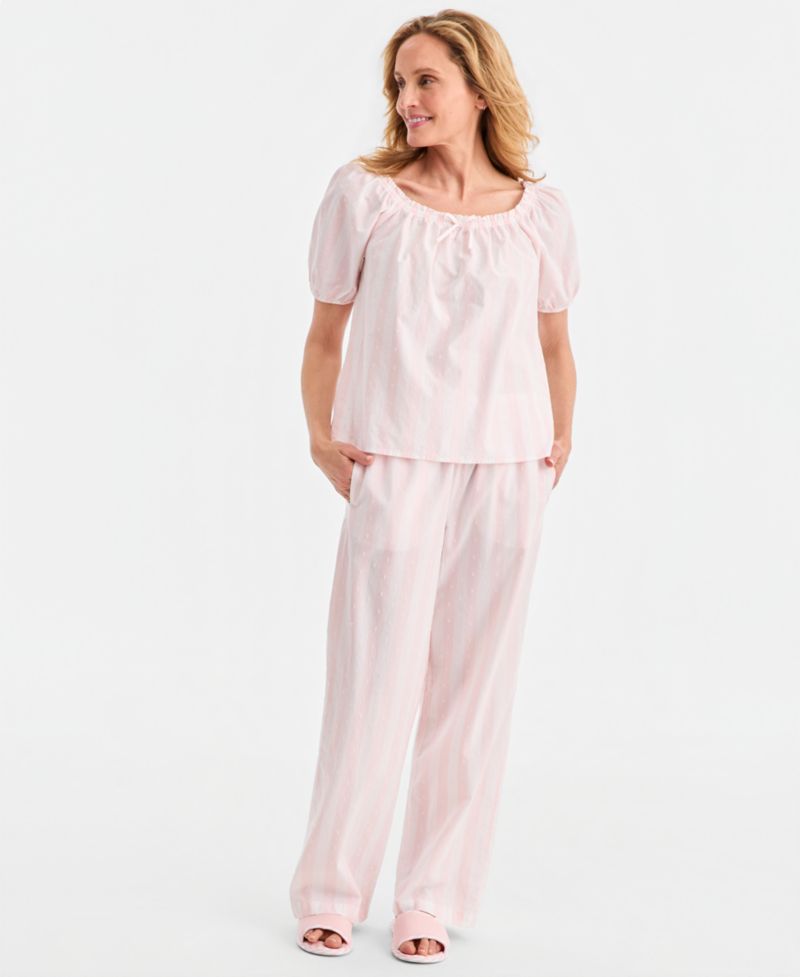 Women's Woven Cotton Stripe Pajama Set