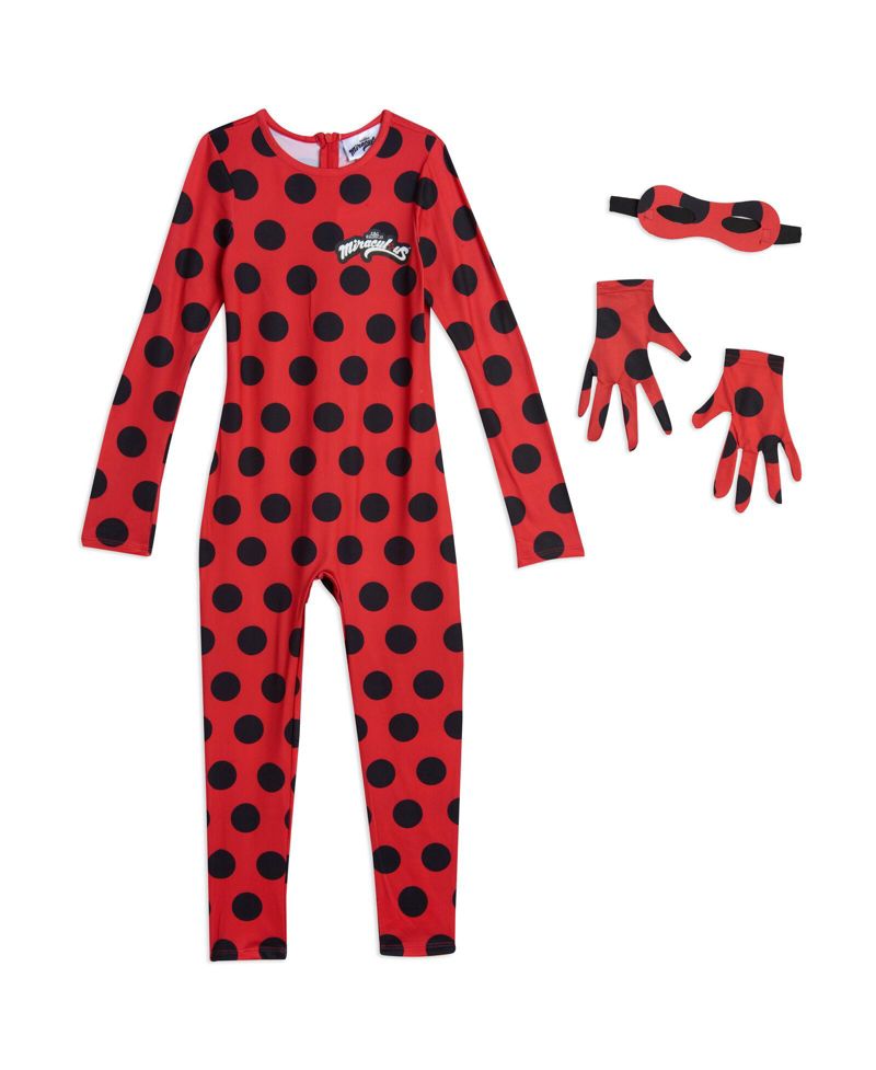 Ladybug Cosplay Jumpsuit Gloves and Mask 3 Piece Costume Set